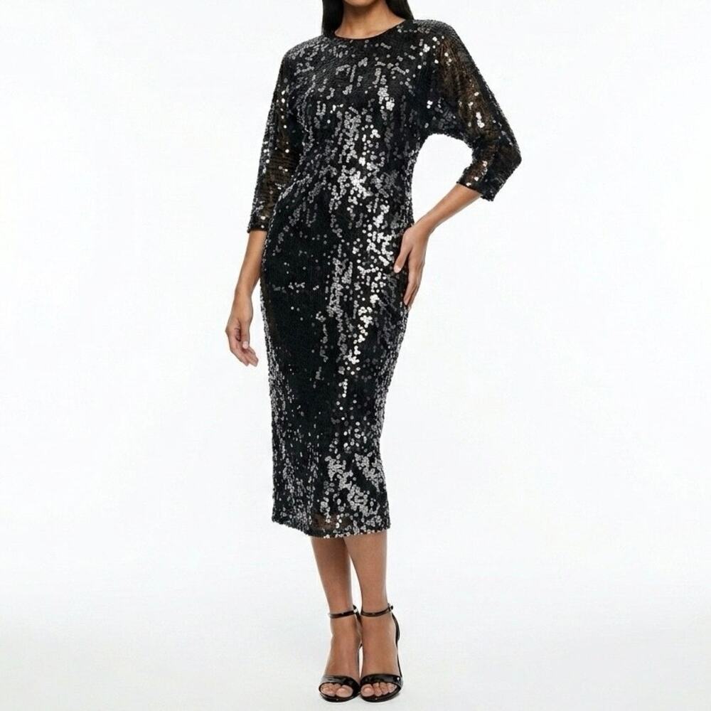Silk Studio Morgan Taylor Black Sequin Dress Vintage Cocktail Party Size 10